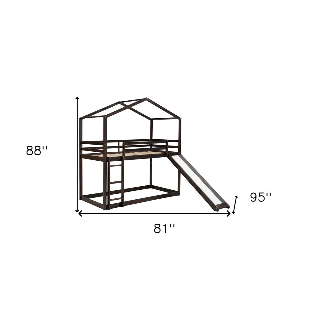 Espresso Twin Over Twin Wood Bunk Bed With Slide