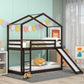 Espresso Twin Over Twin Wood Bunk Bed With Slide