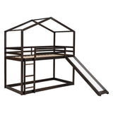 Espresso Twin Over Twin Wood Bunk Bed With Slide