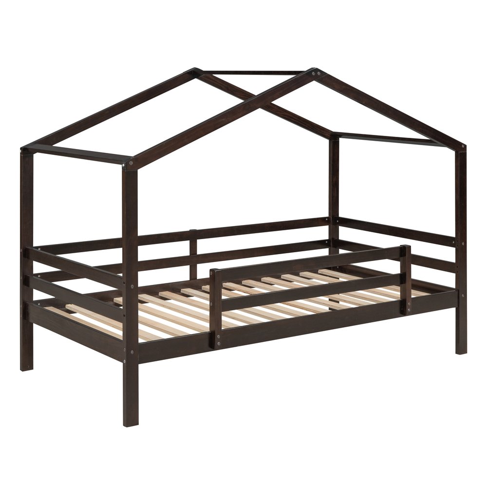 Espresso Twin Over Twin Wood Bunk Bed With Slide