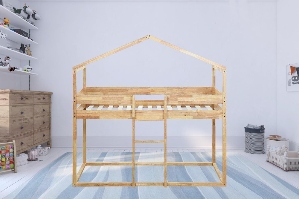 Natural Twin Over Twin Wood Bunk Bed