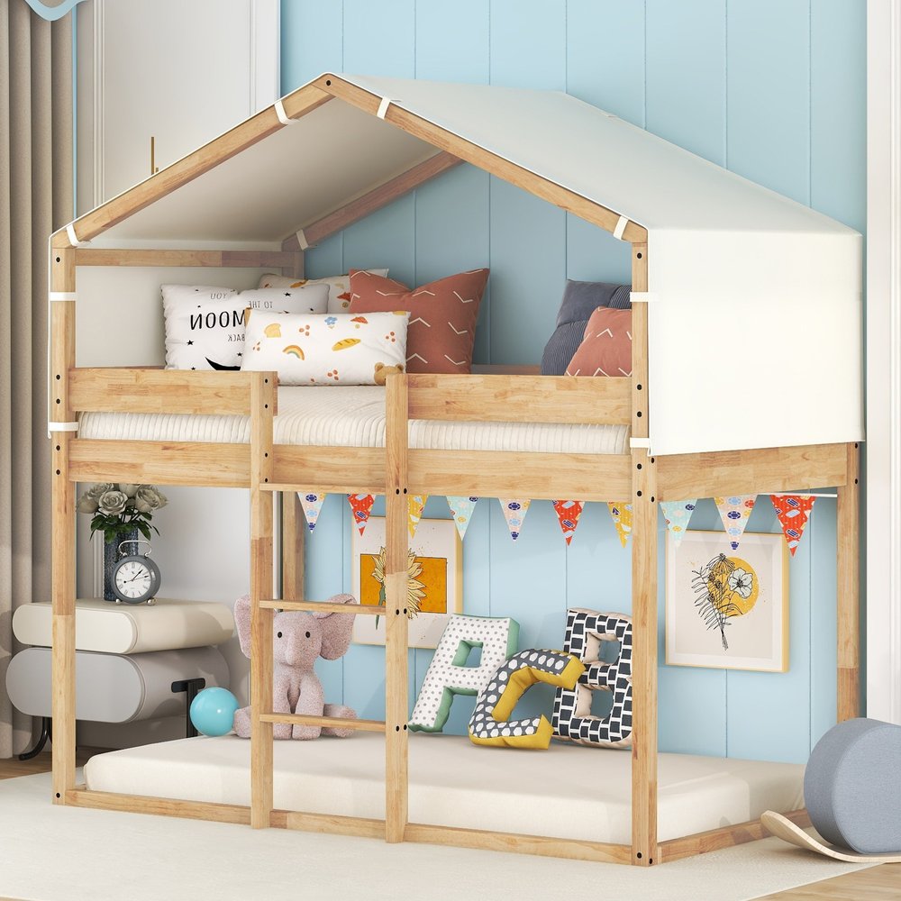 Natural Twin Over Twin Wood Bunk Bed