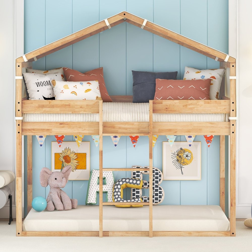 Natural Twin Over Twin Wood Bunk Bed