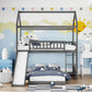 Gray Twin Over Twin Dollhouse Wood Bunk Bed With Slide