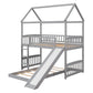 Gray Twin Over Twin Dollhouse Wood Bunk Bed With Slide