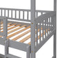 Gray Twin Over Twin Dollhouse Wood Bunk Bed With Slide