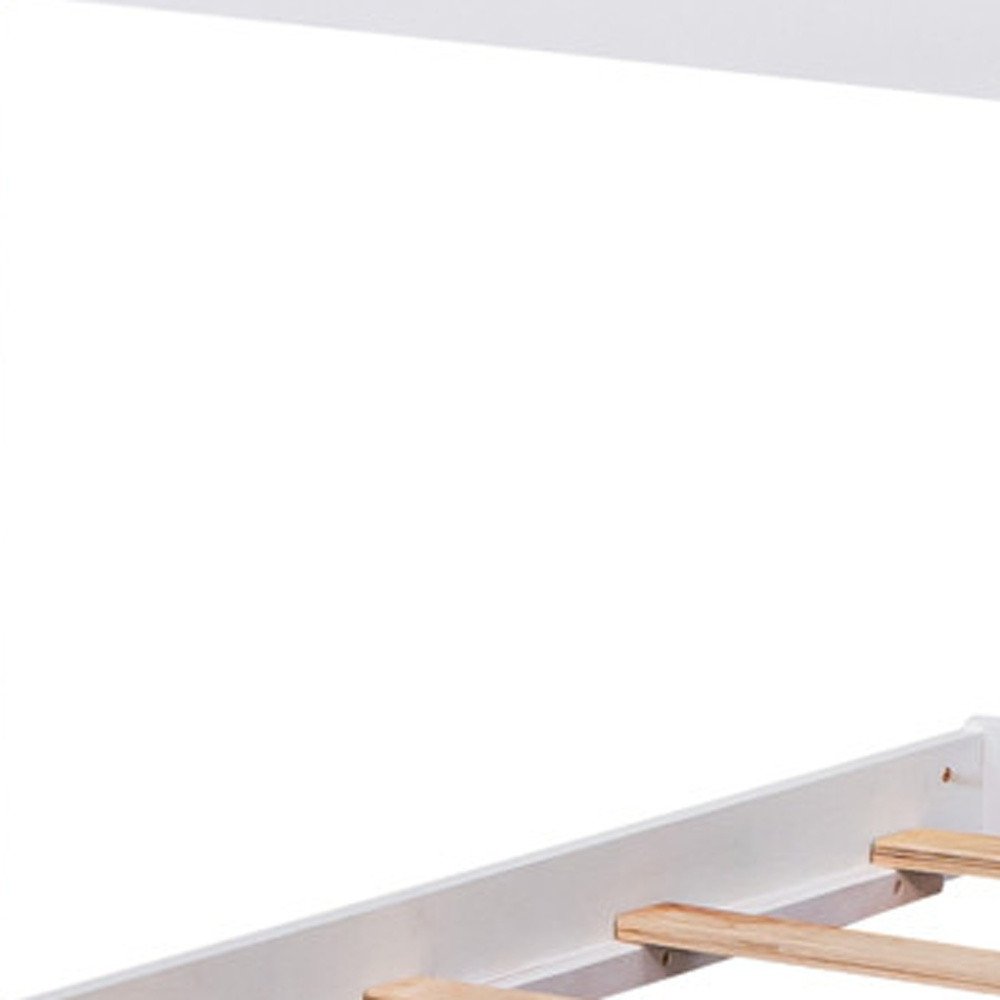 White Twin Over Twin Dollhouse Wood Bunk Bed With Slide