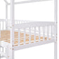 White Twin Over Twin Dollhouse Wood Bunk Bed With Slide