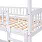 White Twin Over Twin Dollhouse Wood Bunk Bed With Slide