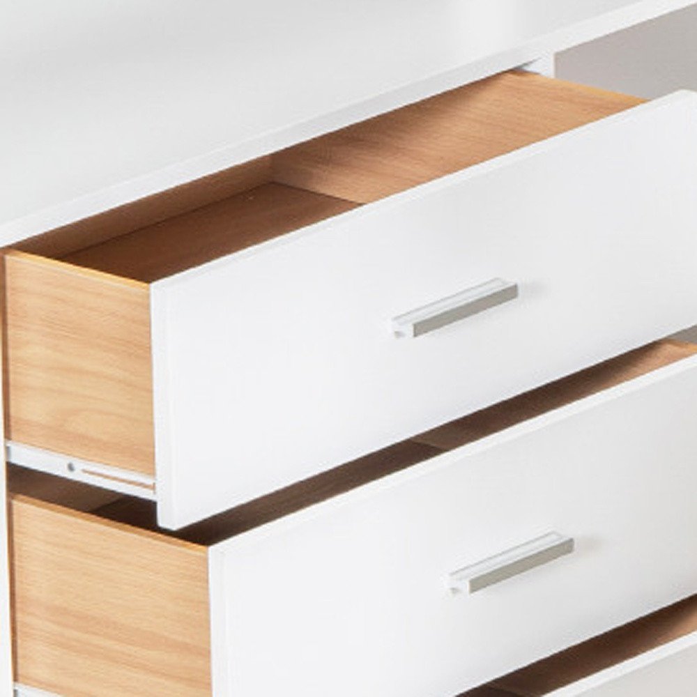 White Platform Wood Twin Loft Bed with Desk