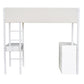 White Platform Wood Twin Loft Bed with Desk