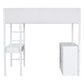 White Platform Wood Full Double Loft Bed with Desk