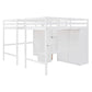 White Platform Wood Full Double Loft Bed