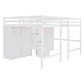 White Platform Wood Full Double Loft Bed