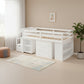 White Platform Wood Twin Loft Bed with Desk and Shelves