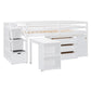 White Platform Wood Twin Loft Bed with Desk and Shelves