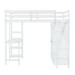 White Platform Wood Full Double Loft Bed with Desk and Shelves
