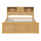 Natural Wood Full Bed Frame With Trundle And Drawers