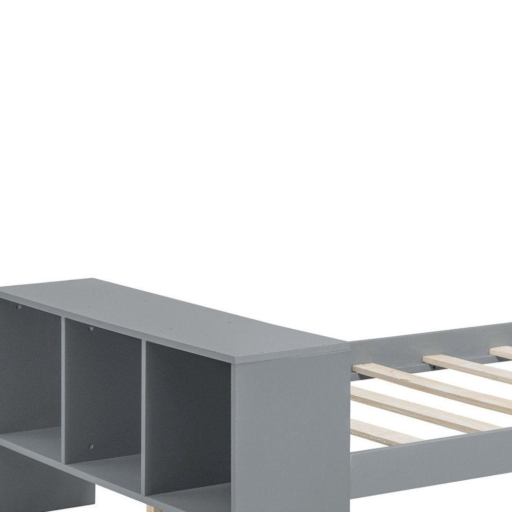 Gray Wood Twin Bed Frame With USB