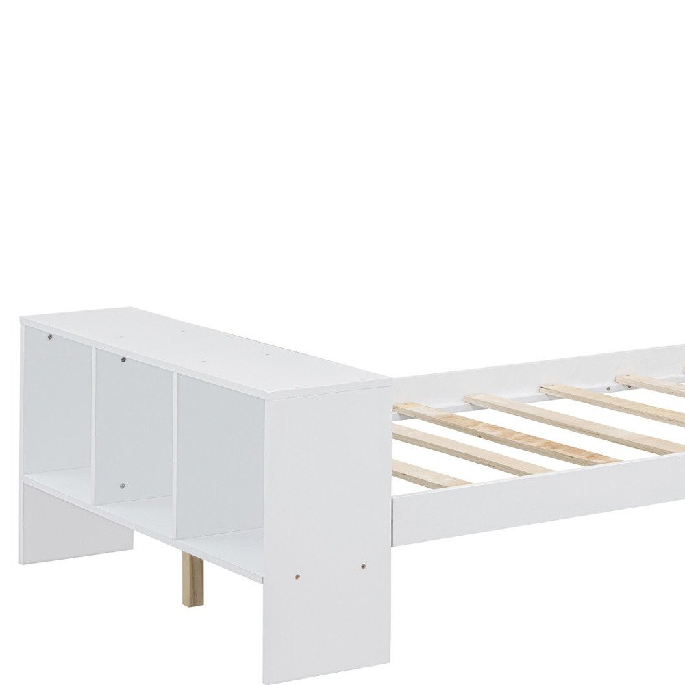 White Wood Twin Bed Frame With USB