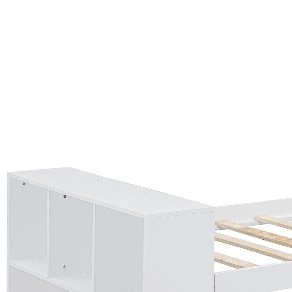 White Wood Twin Bed Frame With USB