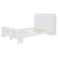 White Wood Full Bed Frame With LED Lighting And USB