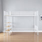 White Twin Over Full Industrial Metal Bunk Bed With Shelves