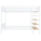 White Twin Over Full Industrial Metal Bunk Bed With Shelves