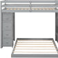Gray Twin Over Full Wood Bunk Bed With Stairs And Drawers And Storage