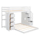 White Twin Over Full Wood Bunk Bed With Stairs And Drawers And Storage