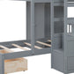 Gray Full Over Twin Wood Bunk Bed With Stairs And Drawers And Storage