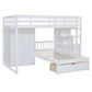 White Full Over Twin Wood Bunk Bed With Stairs And Drawers And Storage