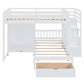 White Full Over Twin Wood Bunk Bed With Stairs And Drawers And Storage
