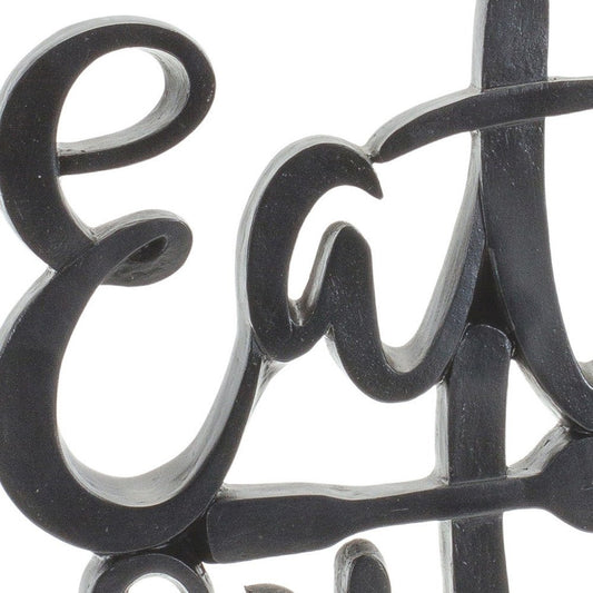 9" Black Polyresin Decorative Plaque Tabletop Sculpture