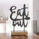 9" Black Polyresin Decorative Plaque Tabletop Sculpture