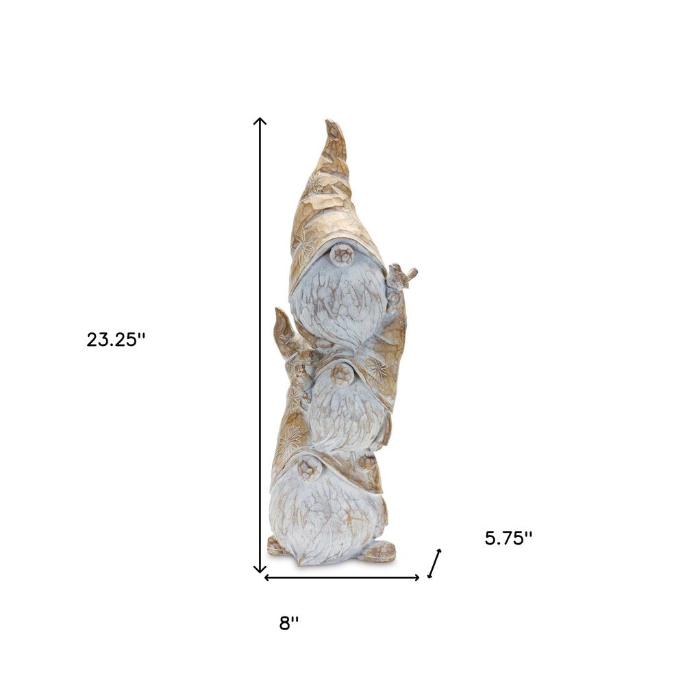 23" Brown Resin Standing Gnome Tabletop Sculpture