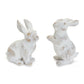 Set of Two White Resin Rabbit Figurines