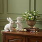 Set of Two White Resin Rabbit Figurines