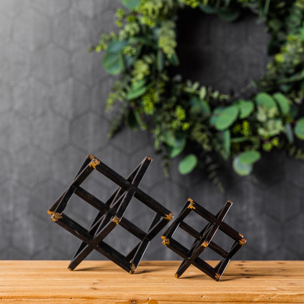Set of Two Black Iron Tabletop Sculpture