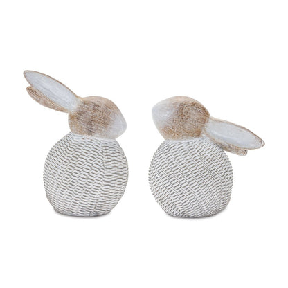 Set of Two White Resin Figurine Tabletop Sculpture