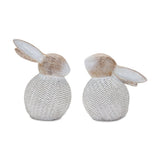 Set of Two White Resin Figurine Tabletop Sculpture