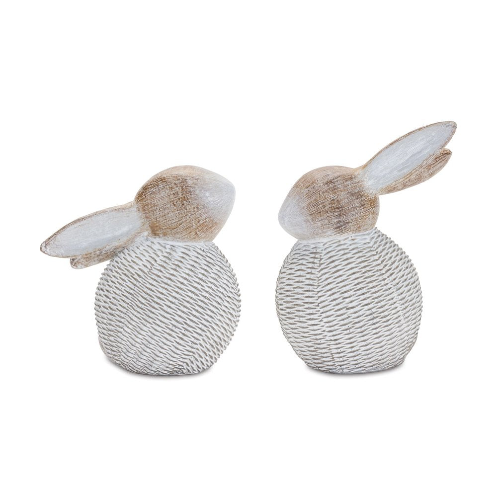 Set of Two White Resin Figurine Tabletop Sculpture