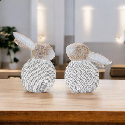 Set of Two White Resin Figurine Tabletop Sculpture