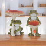 Set of Two Green Resin Figurine Tabletop Sculpture