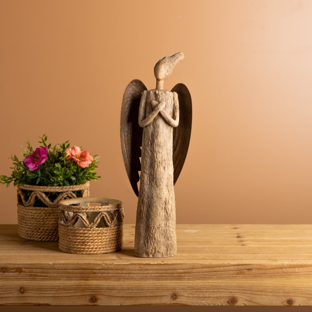 15" Brown Resin Figurine Tabletop Sculpture