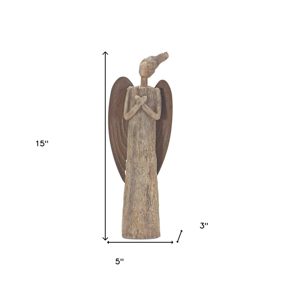 15" Brown Resin Figurine Tabletop Sculpture