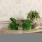 Set of Two Green Faux Moss Covered Terracotta Rabbit Figurines
