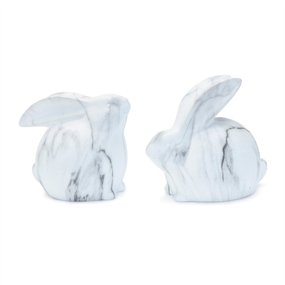 Set of Two White Terracotta Figurine Tabletop Sculpture