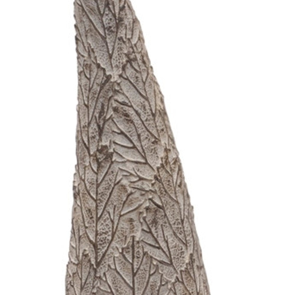 Set of Two Beige Polyresin Standing Gnome Tabletop Sculpture