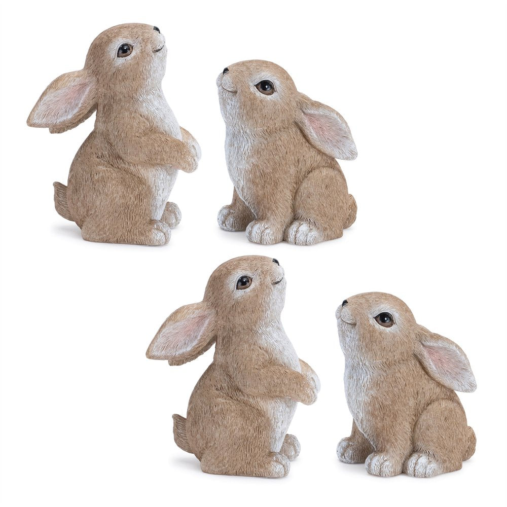 Set of Four Beige Polyresin Figurine Tabletop Sculpture